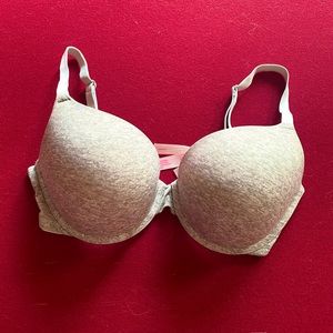 Victoria Secret Pink bra.  Tshirt grey on the outside and pink inside.